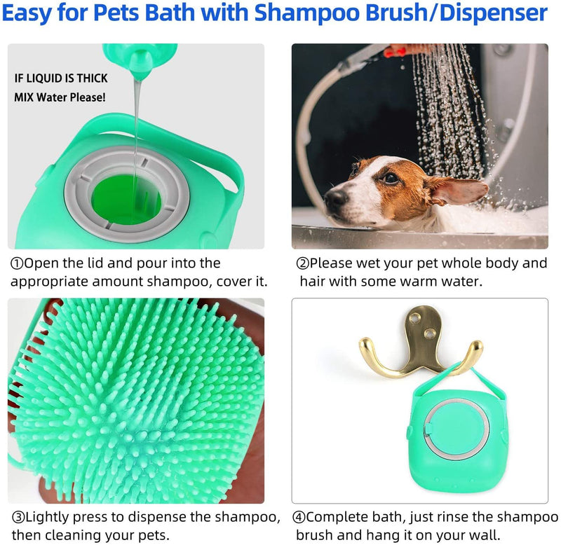 2-in-1 Pet Bath Brush – Shampoo Dispenser & Massager