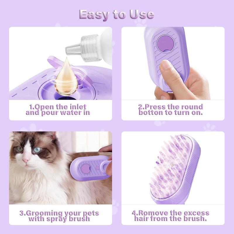 3-in-1 Steam Pet Brush – Shedding, Grooming & Cleaning