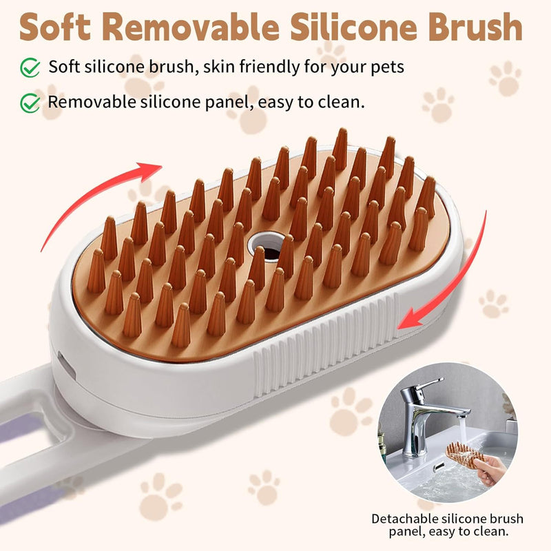 3-in-1 Steam Pet Brush – Shedding, Grooming & Cleaning