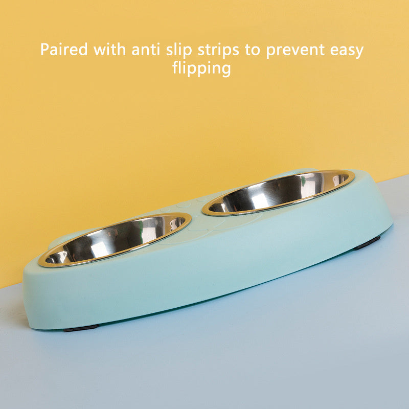 Stainless Steel Double Pet Bowl – No-Spill Food & Water Dish