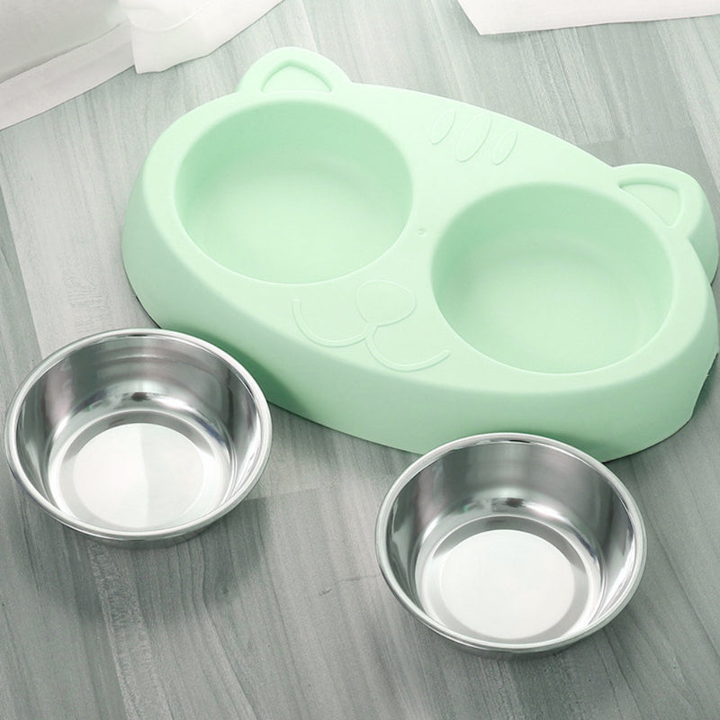 Stainless Steel Double Pet Bowl – No-Spill Food & Water Dish