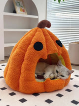 Pumpkin Pet Cave – Cozy & Warm Cat Sleeping Nest