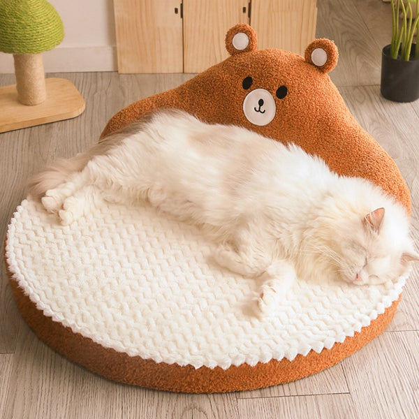 Warm Plush Cat Bed – Cozy Winter Sleeping Nest