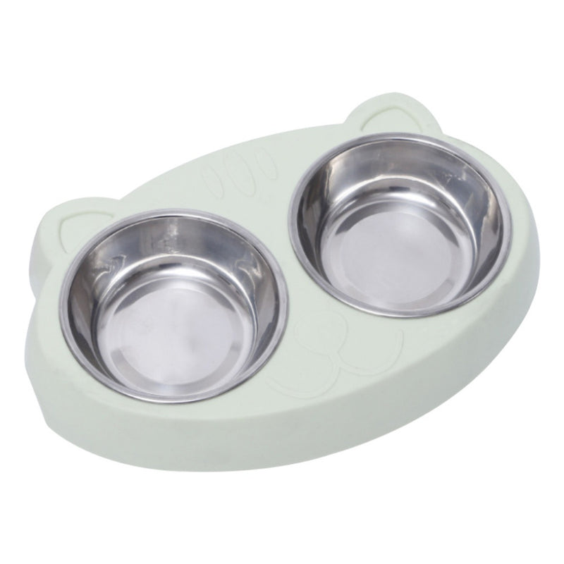 Stainless Steel Double Pet Bowl – No-Spill Food & Water Dish