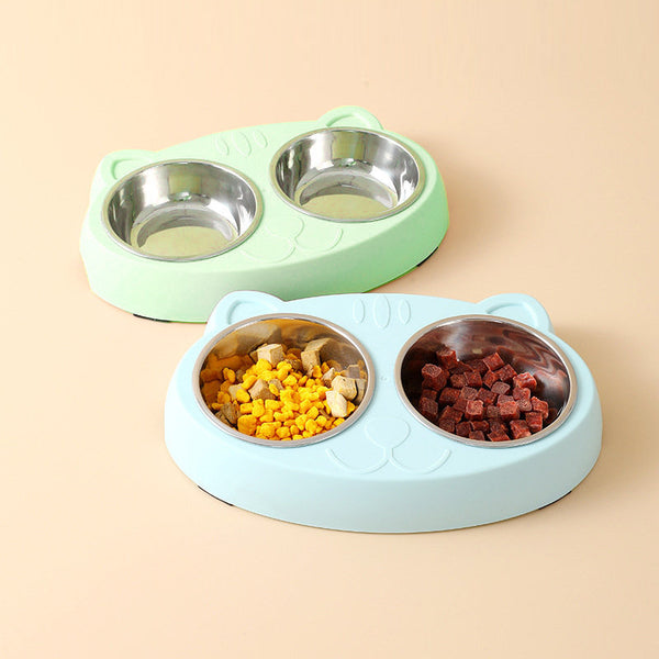 Stainless Steel Double Pet Bowl – No-Spill Food & Water Dish