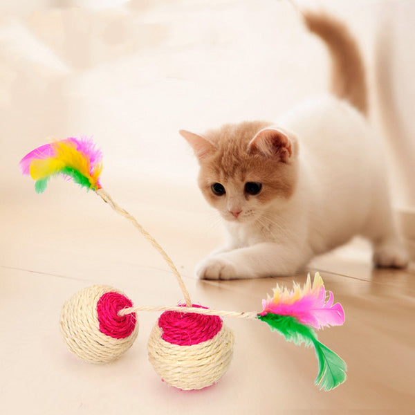 Sisal Feather Cat Toy – Interactive & Durable Play Ball