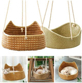 Handwoven Rattan Cat Hammock – Hanging Pet Bed for Ultimate Comfort