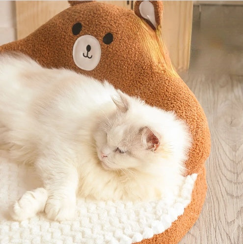 Warm Plush Cat Bed – Cozy Winter Sleeping Nest